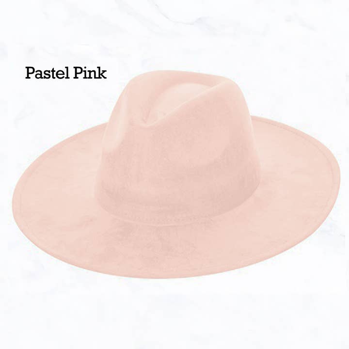 Suzie Q USA - Wholesale Fedora - Women's - Suede Large Eaves Peach Top Fedora Hat