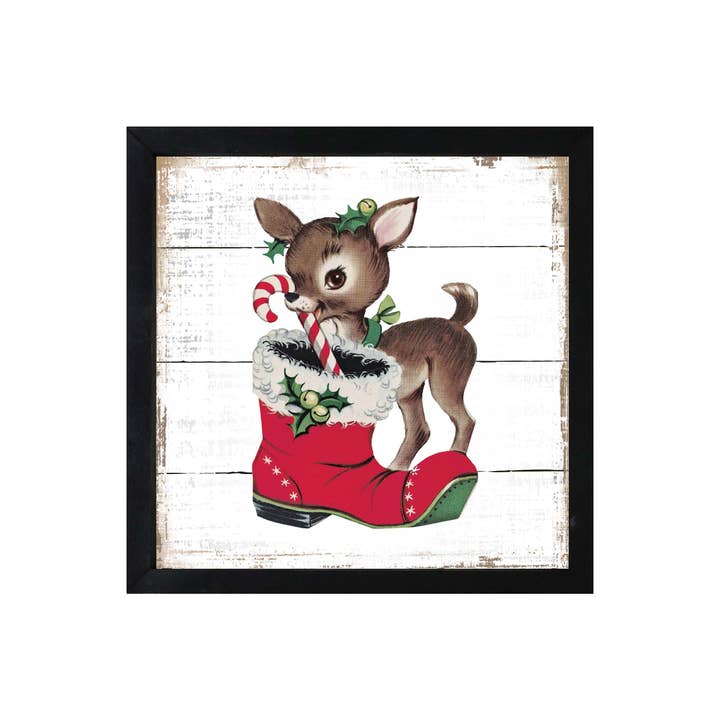 Rustic Christmas Baby Deer Framed Art – Christmas Wall Decor for wholesale by LifeSong Milestones