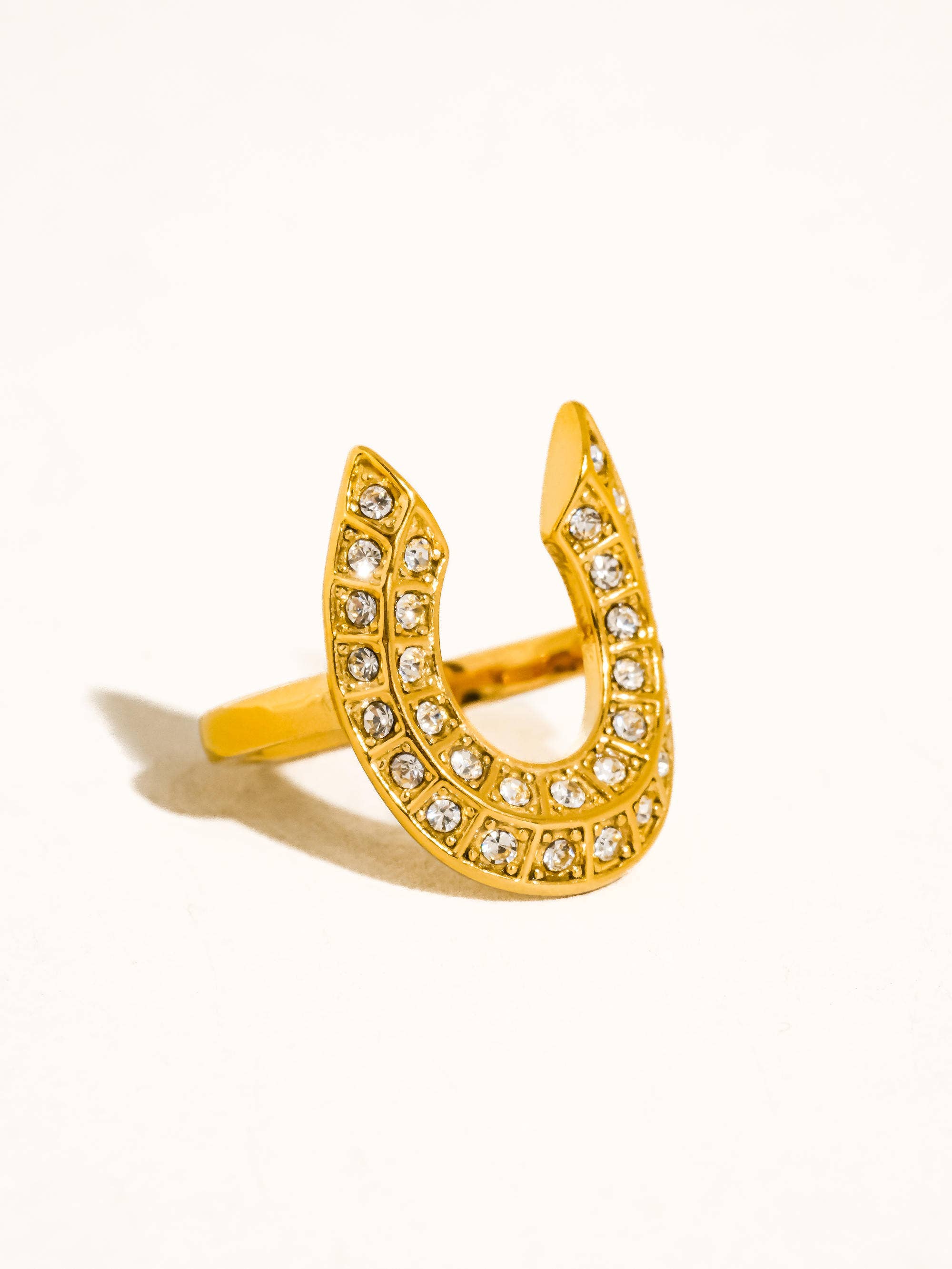 18K Gold Non-Tarnish CZ Horseshoe Ring for wholesale on Faire4