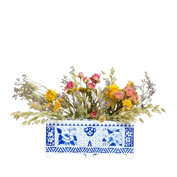Wildflowers by Floriette - Vendita all'ingrosso Fiori secchi/pressati - Cassetta delle lettere con fiori secchi fai da te, colore: blu Delft