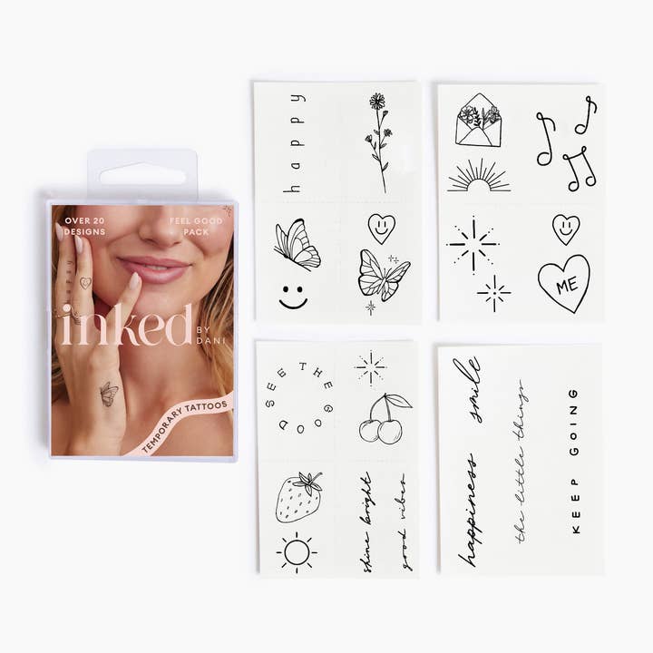 INKED by Dani - Wholesale Temporary Tattoo - Feel Good Temporary Tattoo Pack