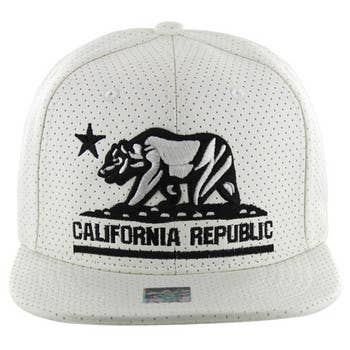 SM022 California Bear Pu Snapback Cap Solid White for wholesale on Faire