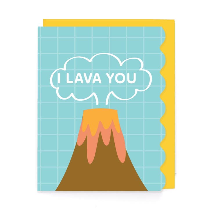I Lava You Volcano Love Scallop Card for wholesale by A Jar Of Pickles