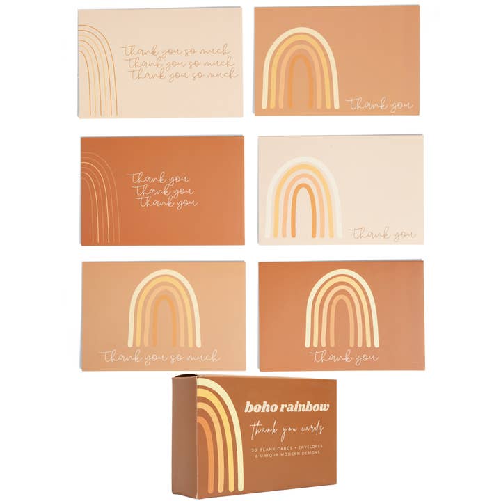 Rainbow Boxed Thank You Cards Bulk | 30 Pack with Envelopes for wholesale by Lain & Lou