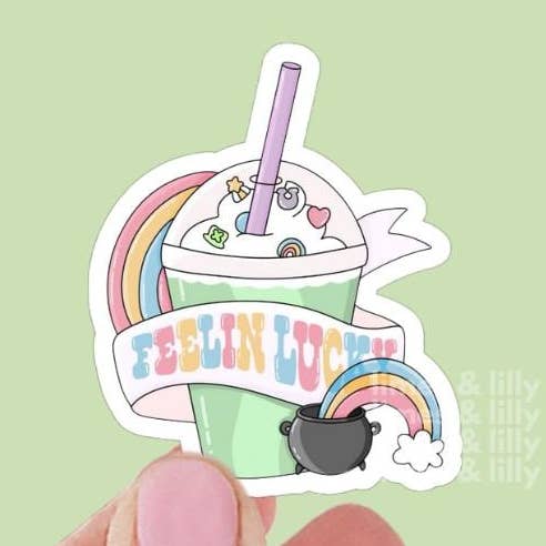 Føler mig heldig skumfidus milkshake vinylklistermærke for engroshandel hos Limes & Lilly