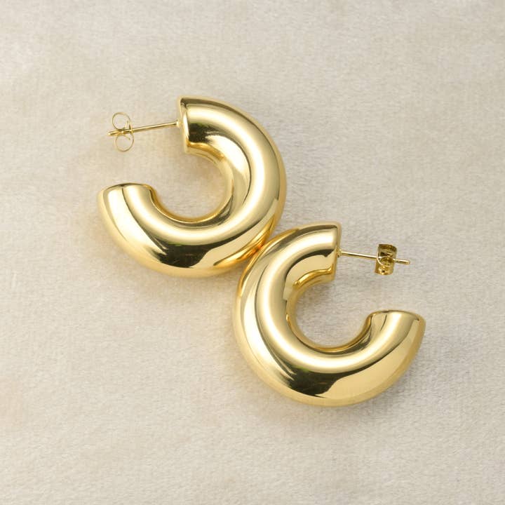 Blueyejewelry – Engroshandel Hoops – Chunky Tube Hoops - vandtæt Chunky Medium Hoop Øreringe