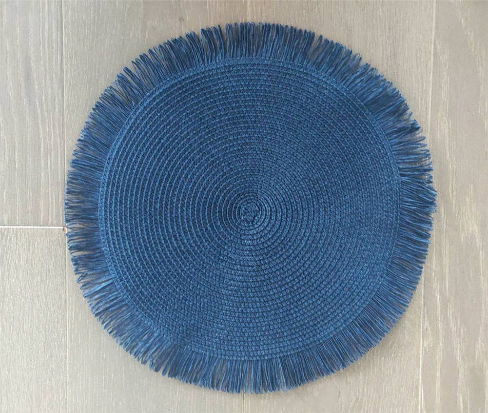 Fennco Styles - Wholesale Placemat - Handwoven Fringe Boho 15" Round Placemat27