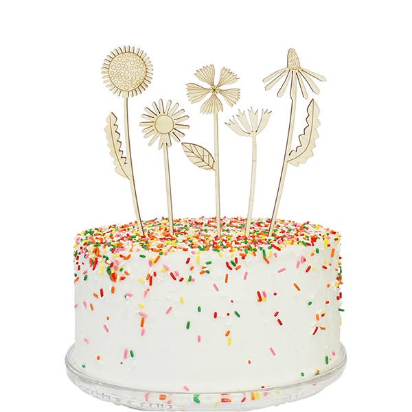 Lars Flowers Cake Topper (Maple Wood) for wholesale by Alexis Mattox Design