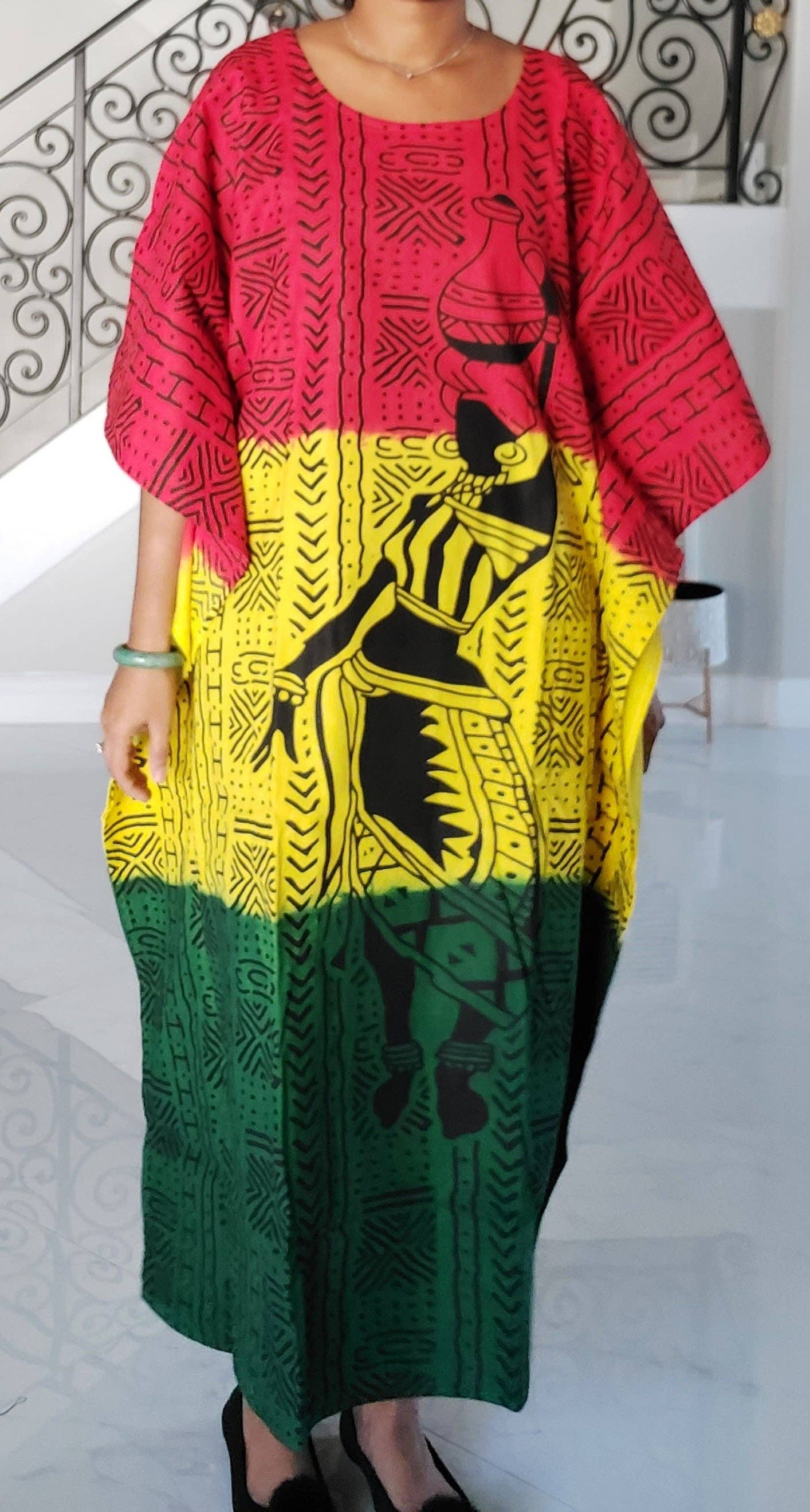 India Batik - Wholesale Kaftan - Women's - Women African Tribal Print Kaftan Dress - Rasta2