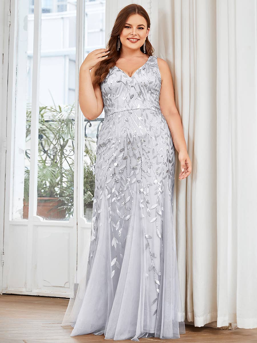 Ever-Pretty - Wholesale Dress - Women's - Plus Size Sequin Fishtail Evening Dress6