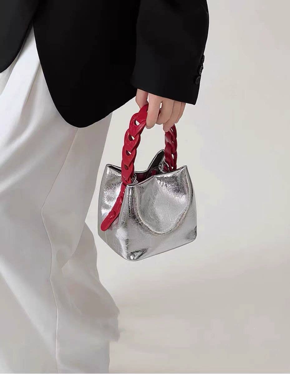 Silver Solid Color Trendy Mini Bucket Bag DP25C746 for wholesale on Faire3