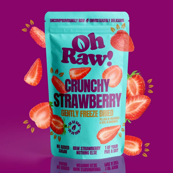 12 X Strawberry Snacks – Crunchy & Freeze Dried for wholesale by Oh Raw! Freeze Dried Fruit & Veggies