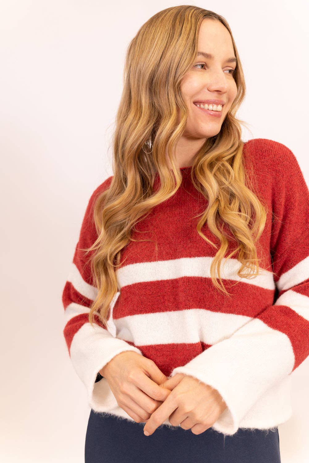 POEMS BCN - Wholesale Knit Sweater - Women's - TWO-TONE BOAT NECK SWEATER2