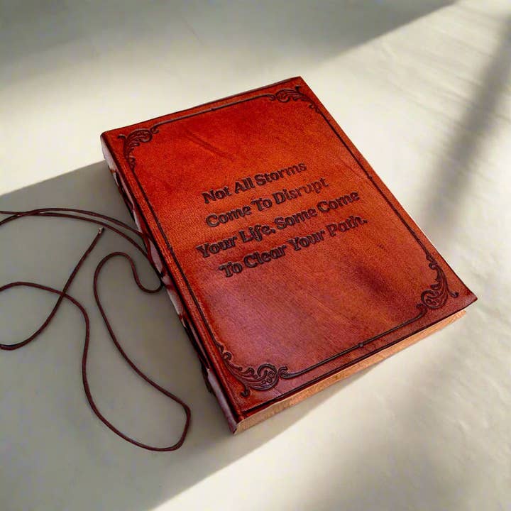 "Not All Storms" Leather Journal - For Resilience & New Beginnings for wholesale by Soothi | Containers Of Creativity