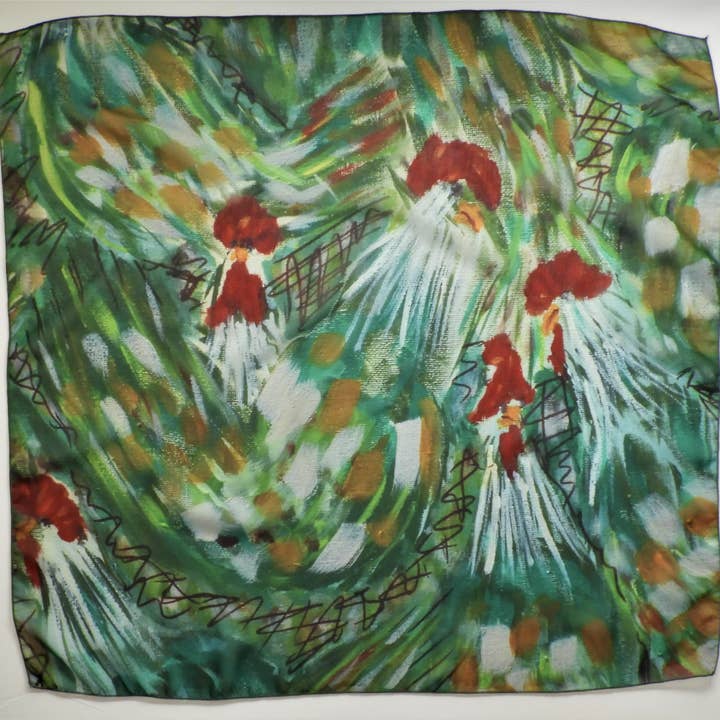LollyZip LLC - Wholesale Scarf - Women's - LollyZip Scarf Chicken Party Goes Green