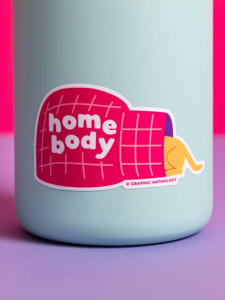 Homebody sticker | dog vinyl waterproof sticker for wholesale by Graphic Anthology Greeting Cards