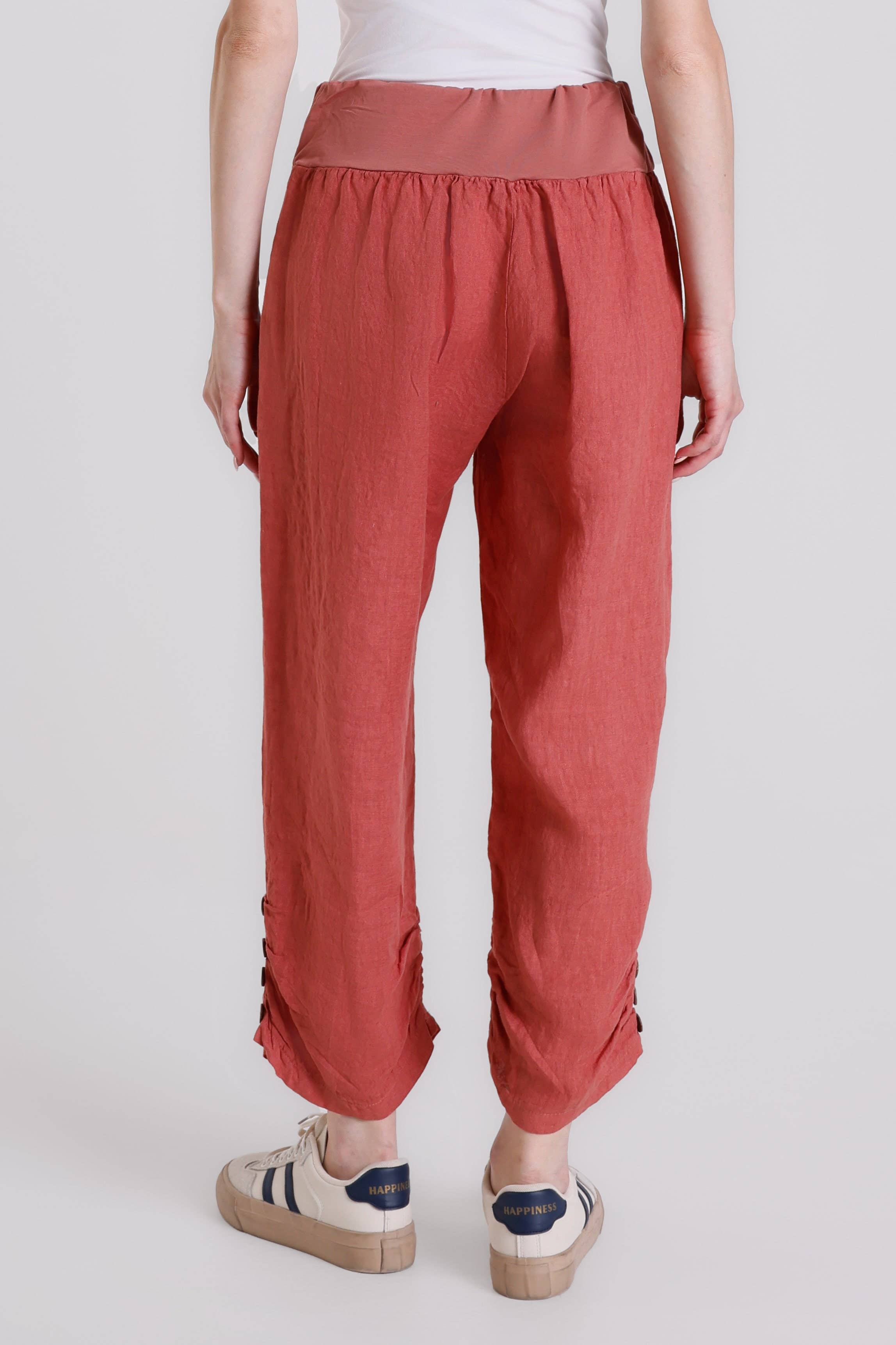 TINA Stephens Italy/Tees By Tina - Vente Pantalon – femme - Pantalon en lin Georgia Side Ruche (PL163)23