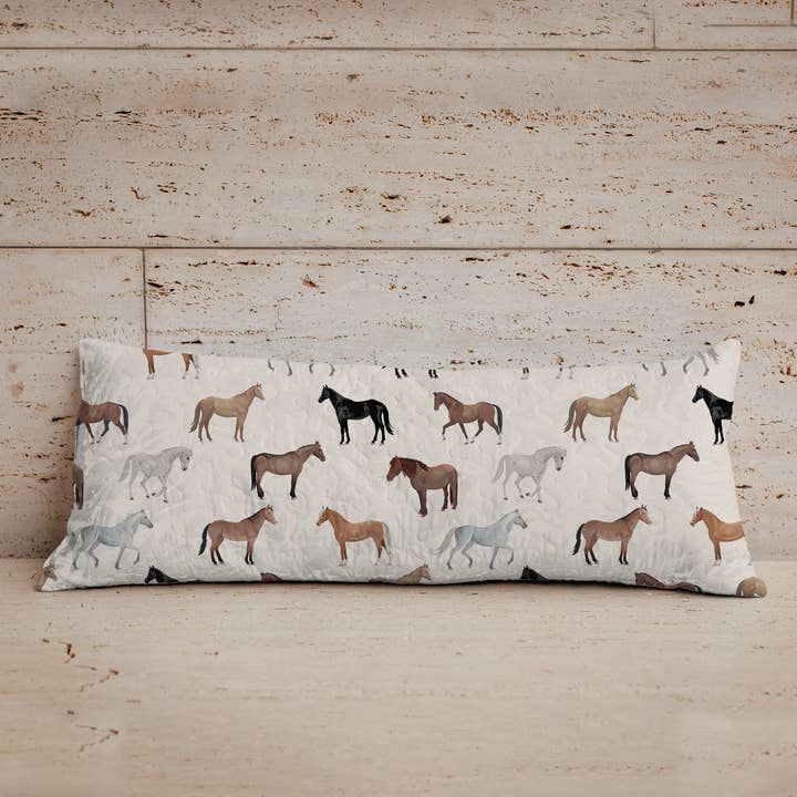 Meadow Herd Linen Quilted Oblong 14" x33" Pillow for wholesale by Ida Mae Home