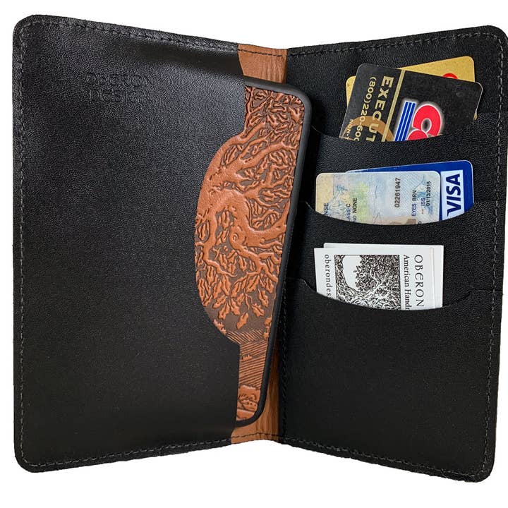 Oberon Design - Wholesale Phone Wallet - Unisex - Large Leather Smartphone Wallet - Tree of Life