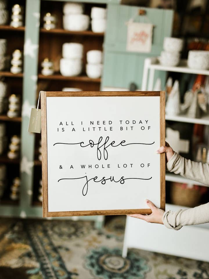 Coffee and Jesus Wood Sign for wholesale by The Shed Interiors