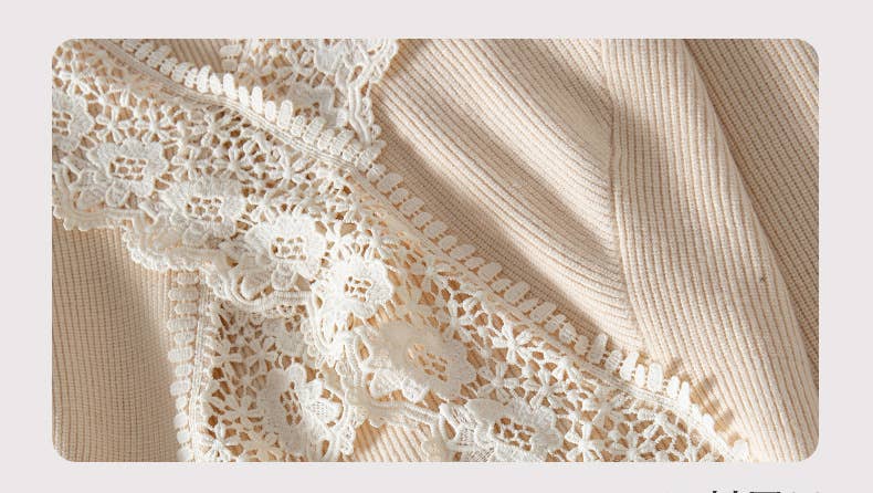 Beige Lace Backless Knit Sweater Top for wholesale on Faire6