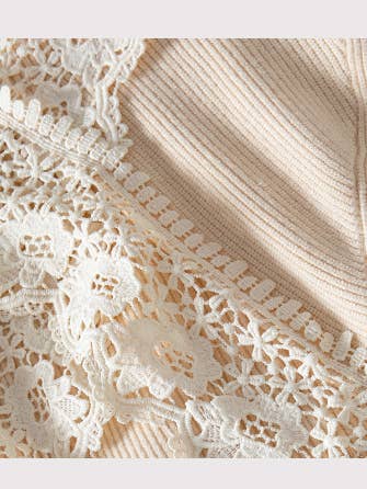 Beige Lace Backless Knit Sweater Top for wholesale on Faire6