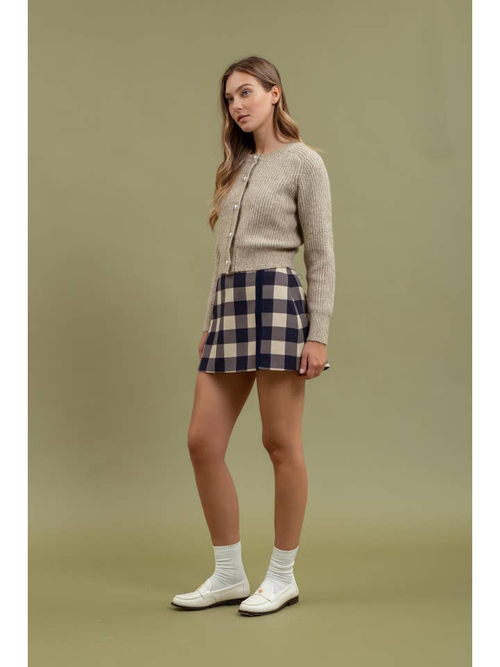 The Workshop Studio - Wholesale Cardigan - Women's - CREW PEARL BUTTON DOWN KNIT CARDIGAN