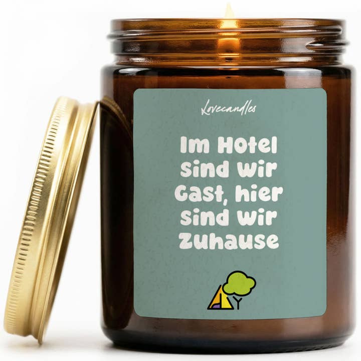 Bougie parfumée à la vanille - À l'hôtel, nous sommes invités, ici nous sommes chez nous. pour la vente par Lovecandles