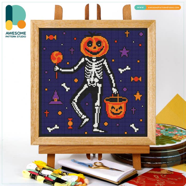 CS2378-1 Trick Or Treat, Counted Cross Stitch Kit for wholesale by Awesome Pattern Studio
