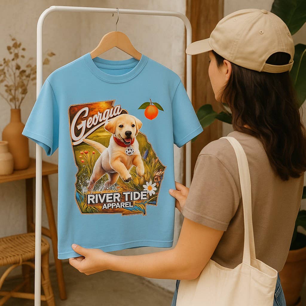 River Tide Apparel - Wholesale T-Shirt (Graphic) - Unisex - Georgia Peach Puppy Tee Shirt3