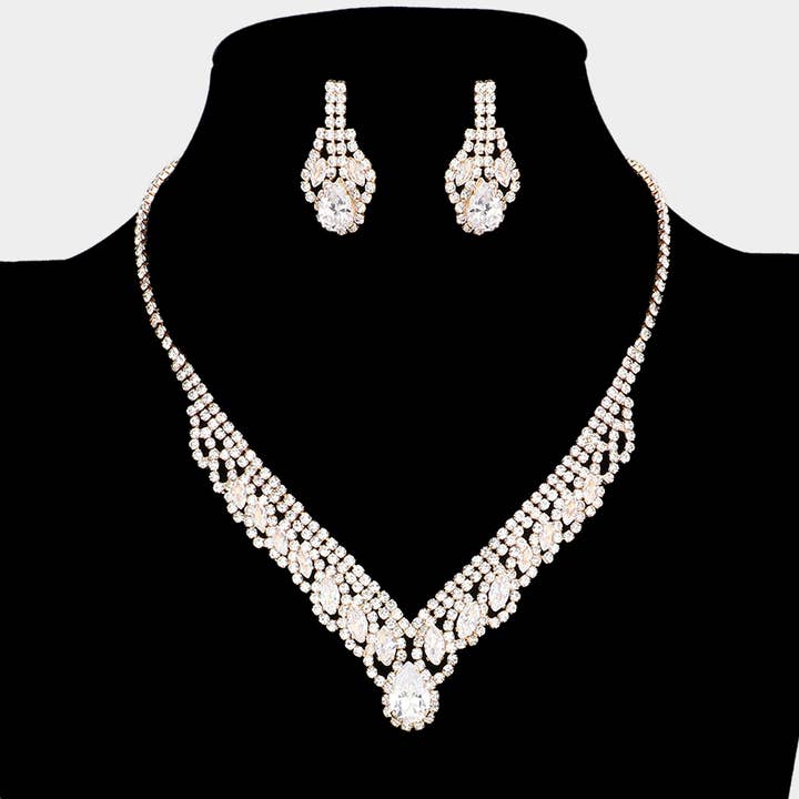 CZ Teardrop Marquise Accented Necklace for wholesale by Sensibling Corp.
