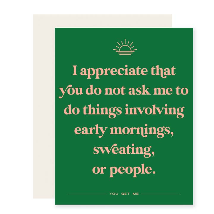 Morning Sweating People | Friendship Card for wholesale by Paloma Paper Co.
