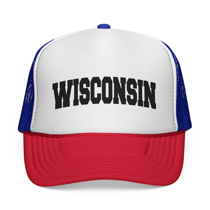 Casquette trucker jeunesse style universitaire rétro Wisconsin pour la vente par Hey Mountains
