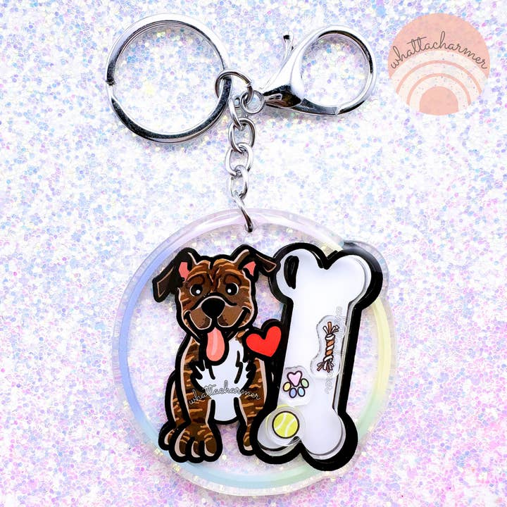 Pitbull Dog Keychain, Brown Brindle for wholesale by WhattaCharmer