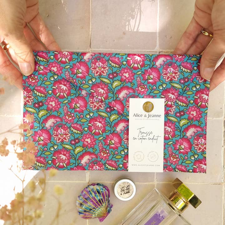 Astuccio per trucchi in cotone cerato Léa per la vendita all'ingrosso da parte di Alice et Jeanne