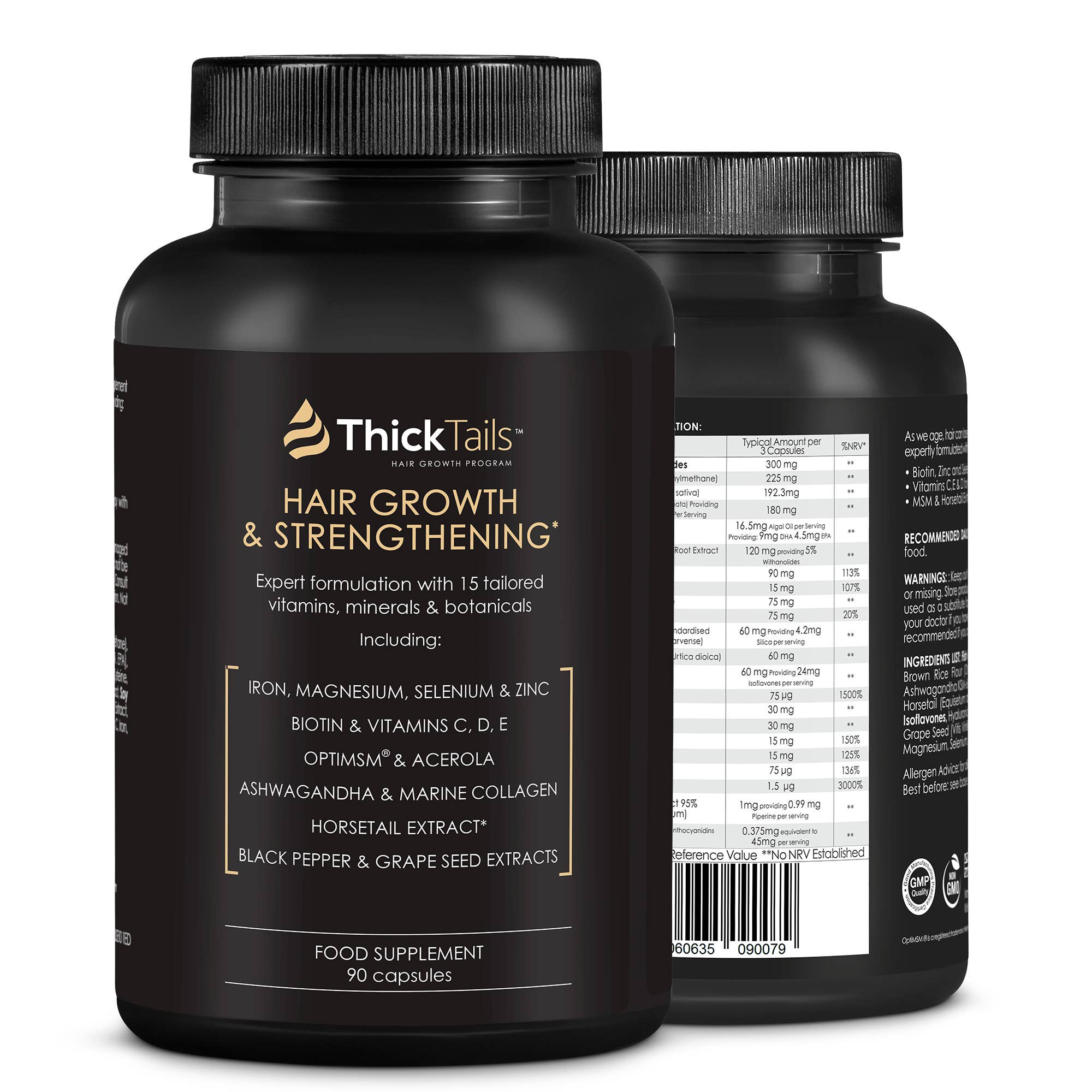 ThickTails – Großhandel Nahrungsergänzungsmittel/Vitamin zum Einnehmen – Vitamine für Haarwachstum und Stärkung | 90 Kapseln (1 Monat)5