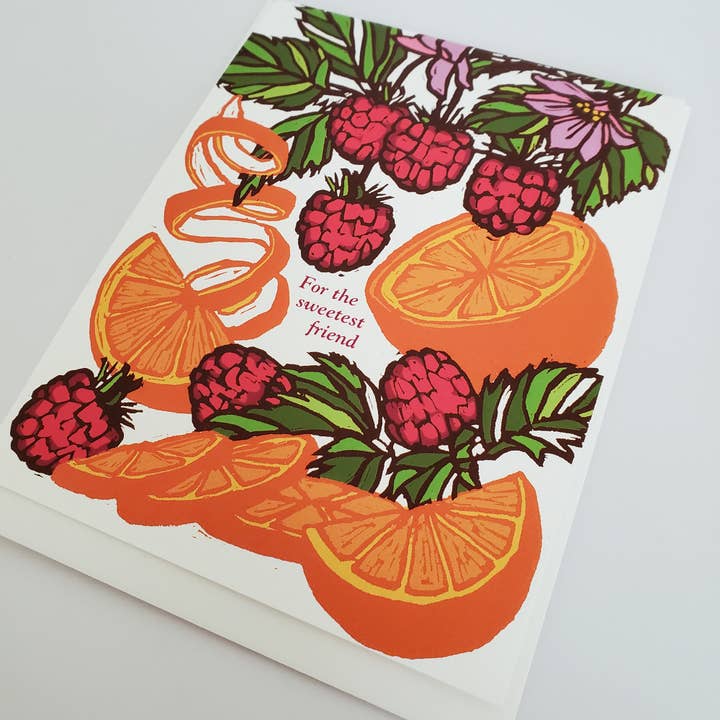Little Green - Wholesale Friendship Card - NEW For the Sweetest Friend Orange Raspberry Greeting Card1