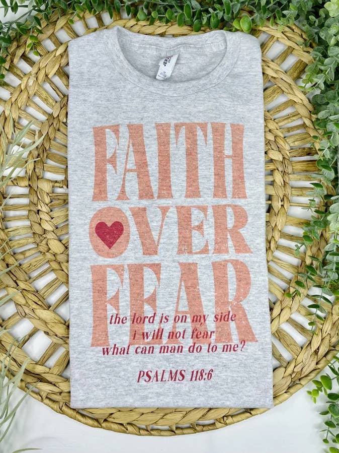 Ash Grey Faith over Fear (Gildan T-Shirt) for wholesale on Faire0