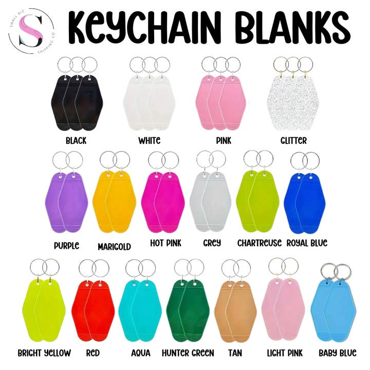 Small Biz Shipping Co - Wholesale Keychain - Unisex - Motel Keychain Blank - Colors
