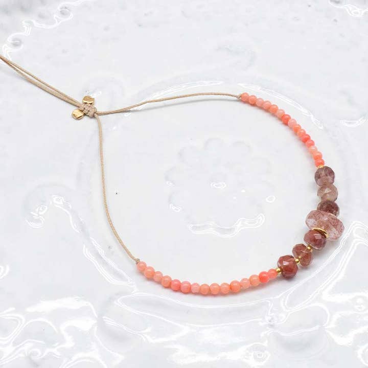 by Johanne - Vendita all'ingrosso Bracciale con perline - Bracciale a moschettone, quarzo rosa, labradoriti, andesine1