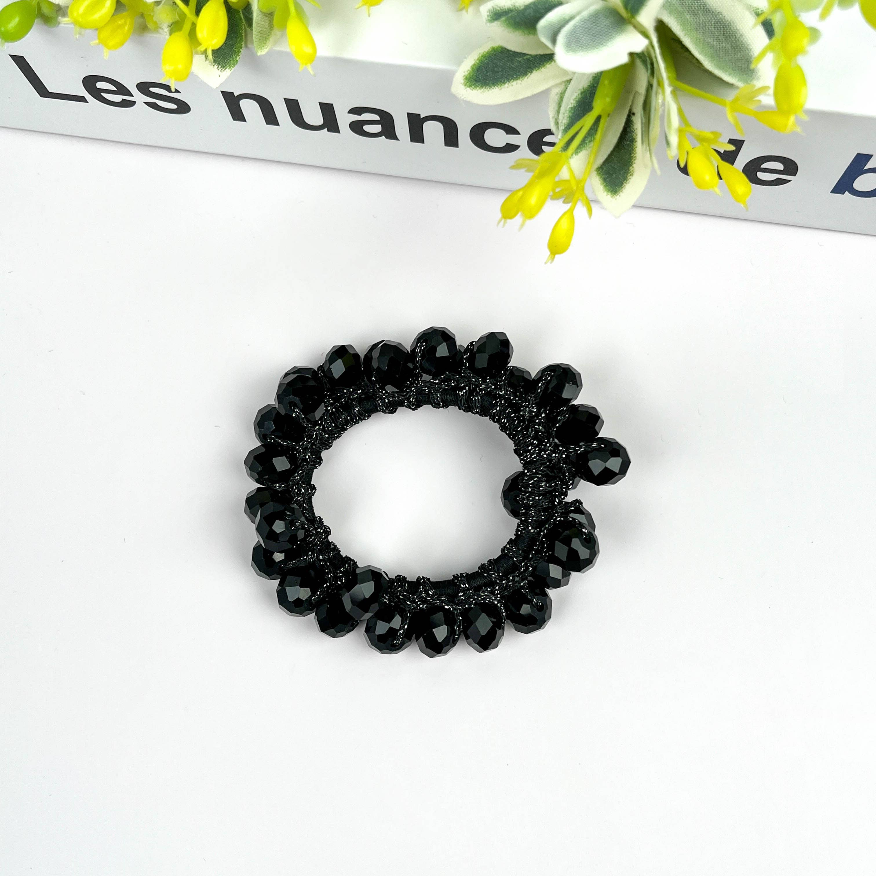 TheDivaSoap - Vente Élastique à cheveux - Élastique à cheveux en cristal élégant, bracelet en strass6