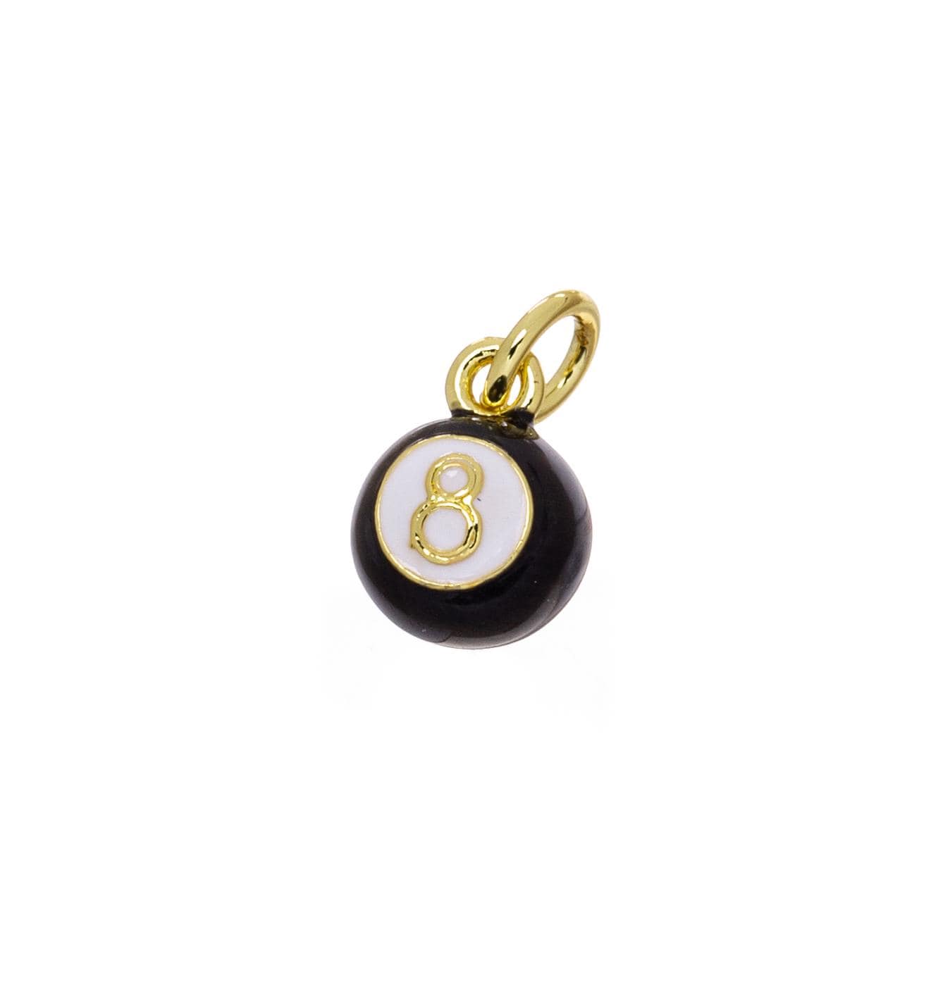 Jewel Pledge - Wholesale Individual Charm/Pendant - Number 8 Billiard Ball Necklace Charm, Good Luck CPG25092