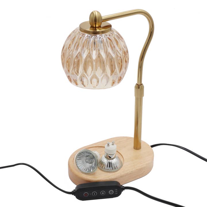 Candyl - Wholesale Wax Warmer - Candle Warmer Lamp - Crystal Glass & Wood Base - Gold