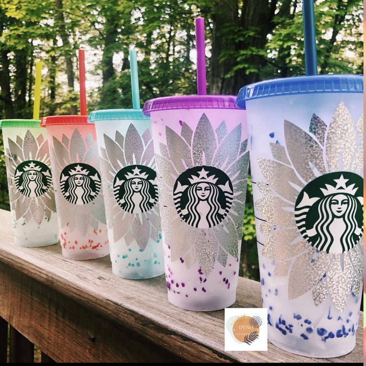 Sunflower Starbucks Cup, starbucks cup for wholesale by Dyno Kustom design