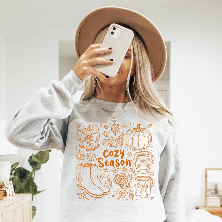 Cozy Season Cottagecore Crew Neck Sweatshirt | Trending for wholesale by Amy Anne Apparel Inc