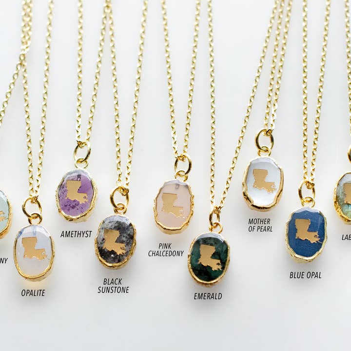 Jill Makes - Wholesale Pendant/Charm Necklace - Louisiana Gemstone Pendant Necklace2