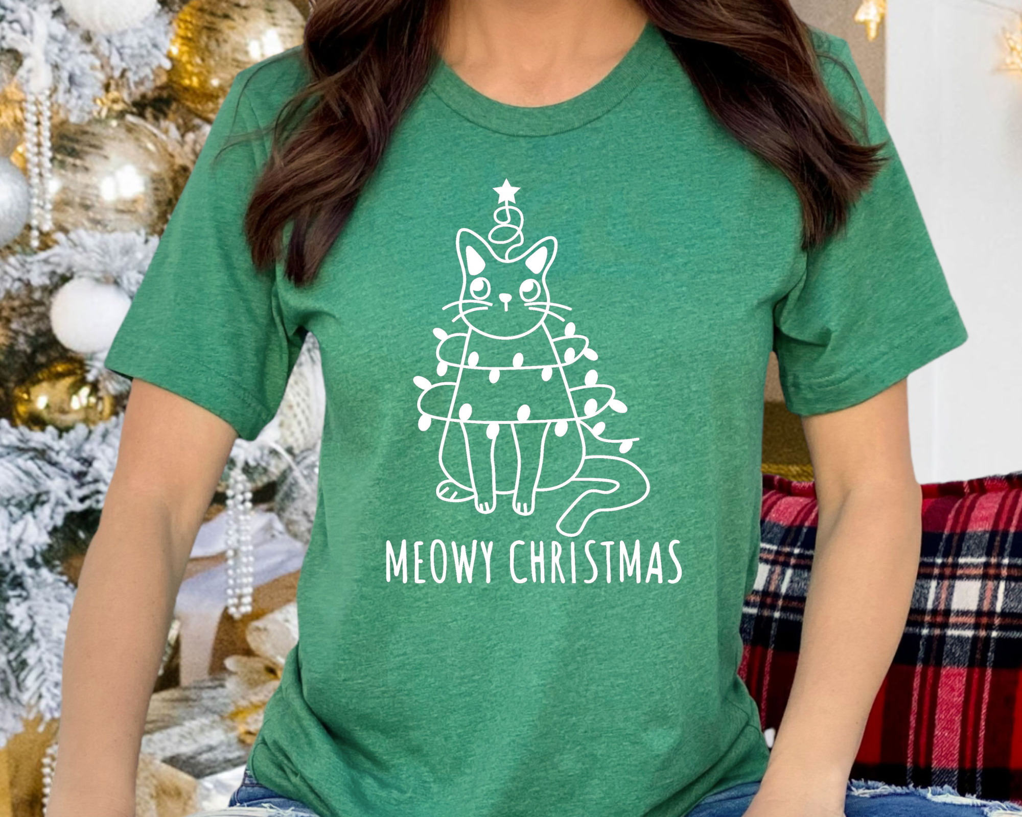 Woofingtons & Company - Wholesale Screen Printed T-Shirt - Women's - Meowy Christmas - Funny Cat Lovers Holiday Unisex Tshirt2
