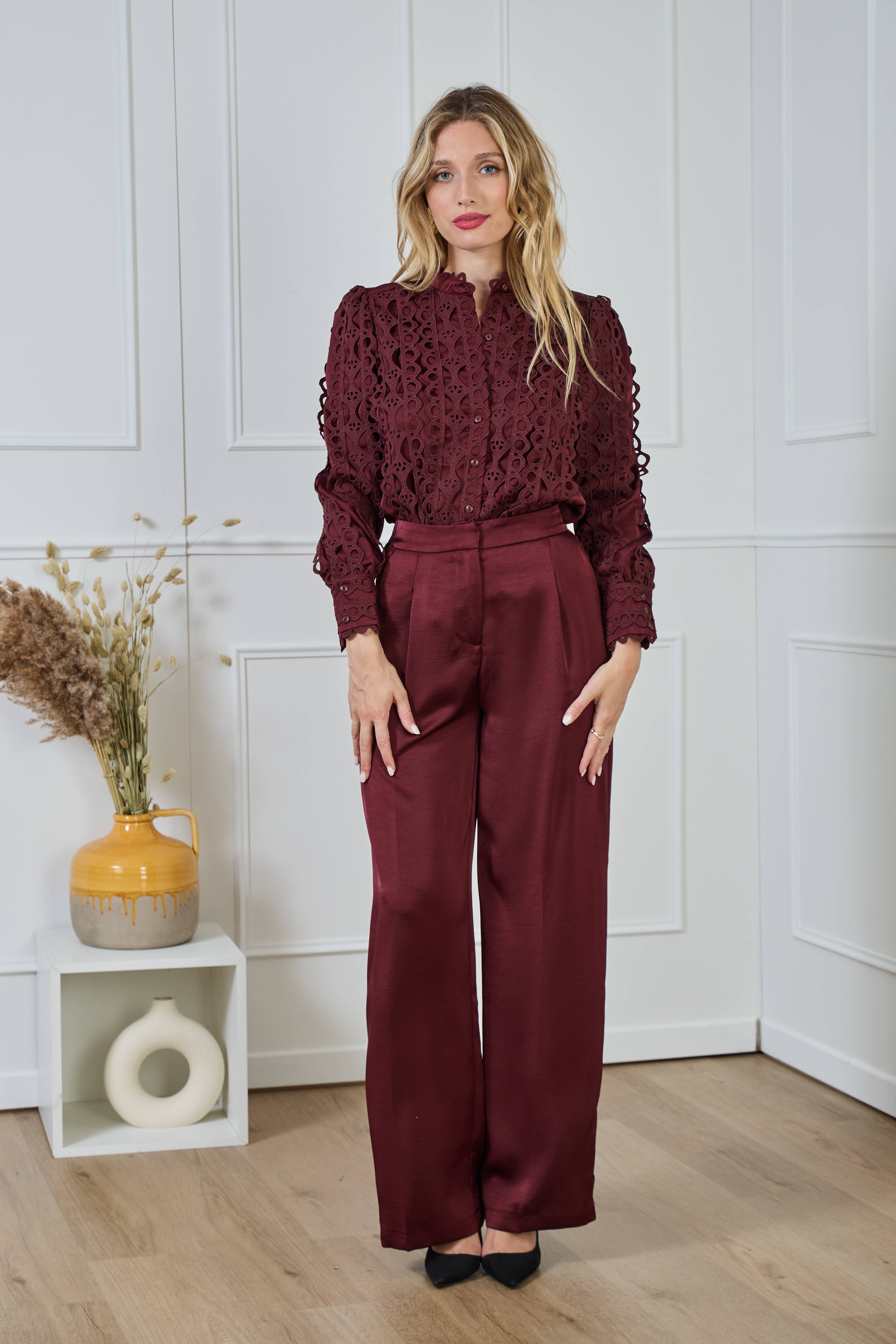 LULUMARY – Großhandel Hemd mit Button-down-Kragen – Damen – Bluse mit Spitze CH36817