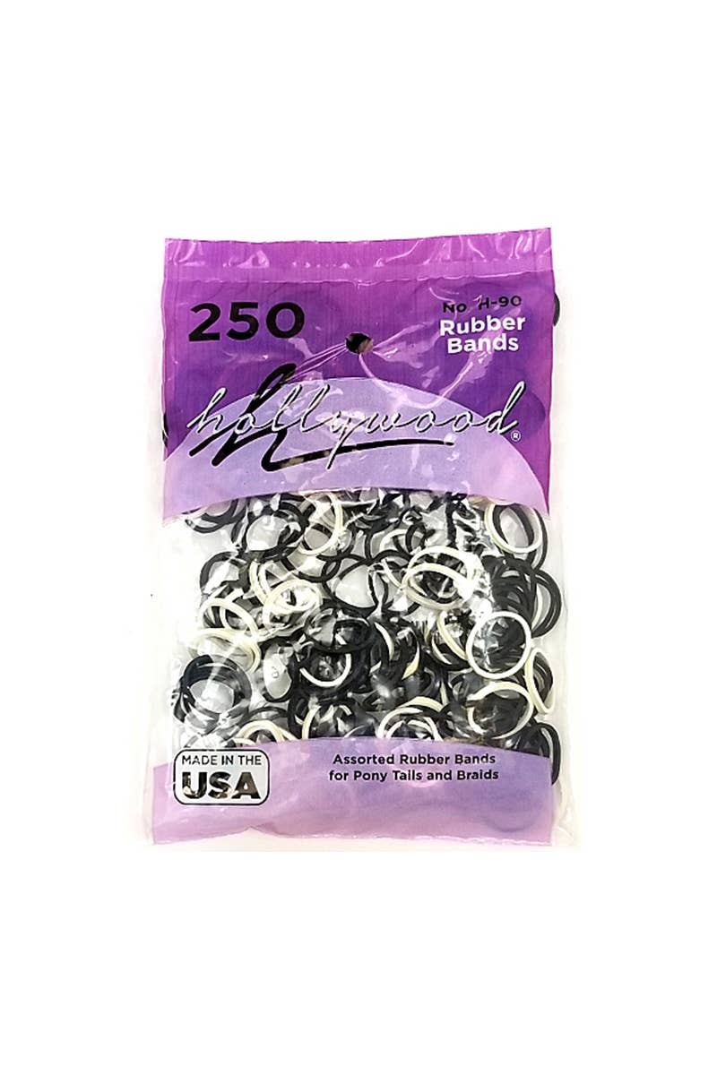 Hollywood H90BW 250pc Rubber Band Black and White - 12set