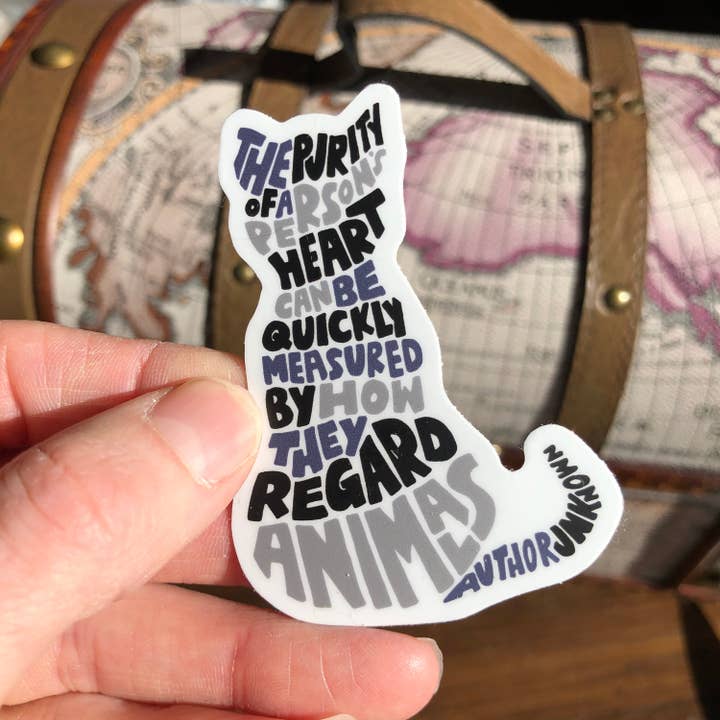 Hand-Lettered Inspirational Purity of Heart Cat Sticker, for wholesale by Wander On Words